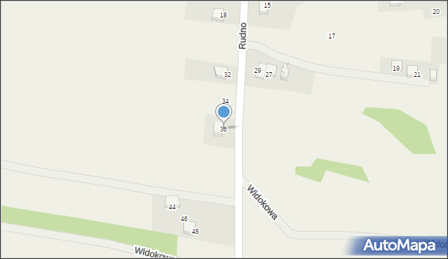 Rudno, Widokowa, 36, mapa Rudno