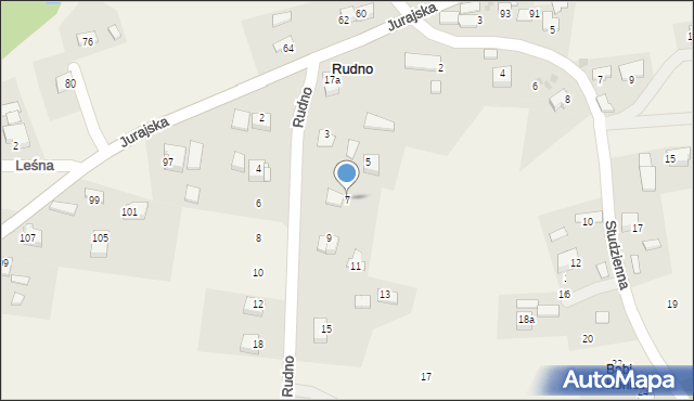 Rudno, Widokowa, 7, mapa Rudno