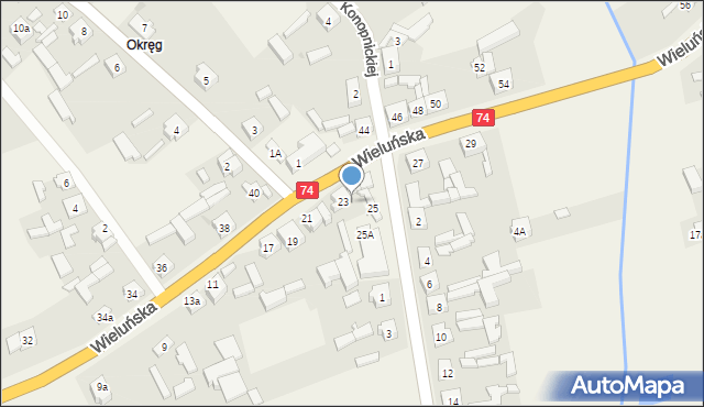 Rusiec, Wieluńska, 23a, mapa Rusiec