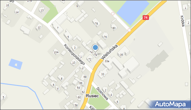 Rusiec, Wieluńska, 74, mapa Rusiec