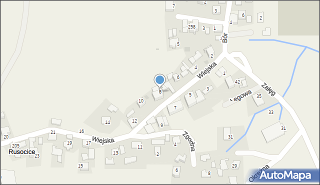 Rusocice, Wiejska, 8, mapa Rusocice