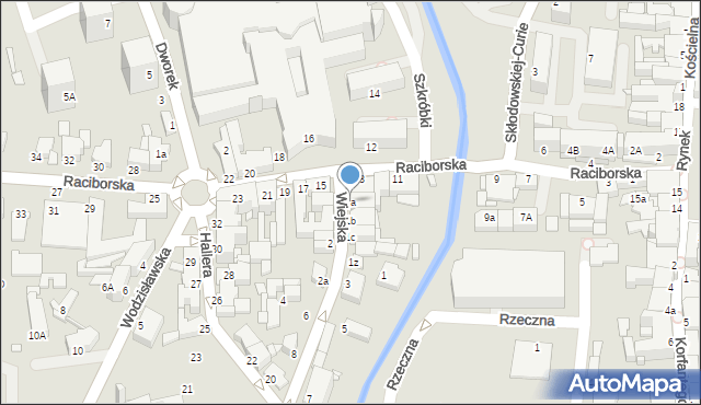 Rybnik, Wiejska, 1a, mapa Rybnika