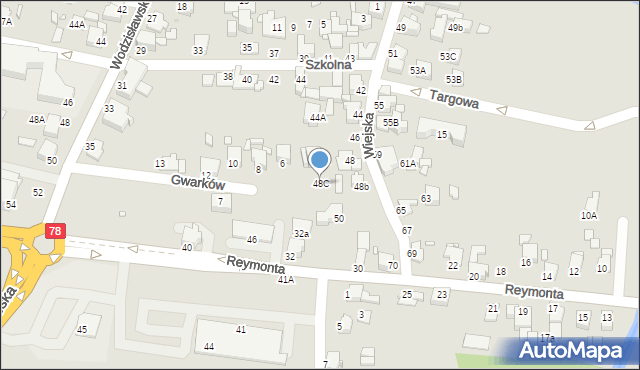 Rybnik, Wiejska, 48C, mapa Rybnika