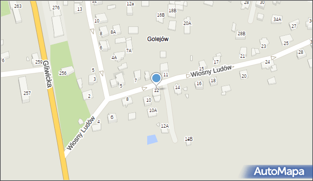 Rybnik, Wiosny Ludów, 12, mapa Rybnika