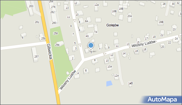 Rybnik, Wiosny Ludów, 5, mapa Rybnika