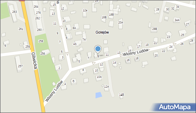 Rybnik, Wiosny Ludów, 9, mapa Rybnika