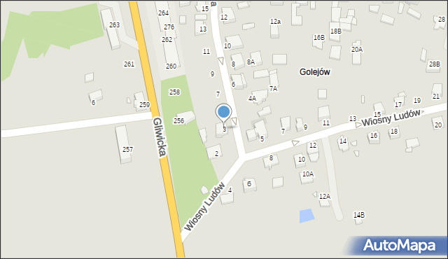 Rybnik, Wiślana, 3, mapa Rybnika