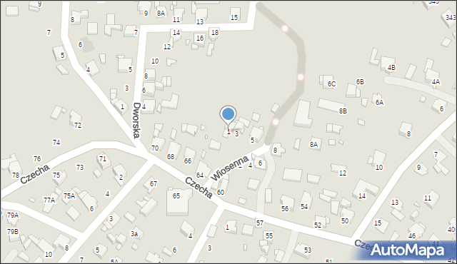 Rybnik, Wiosenna, 1, mapa Rybnika