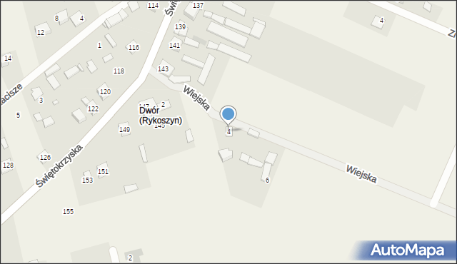 Rykoszyn, Wiejska, 4, mapa Rykoszyn