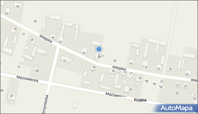 Rzakta, Wiejska, 38, mapa Rzakta