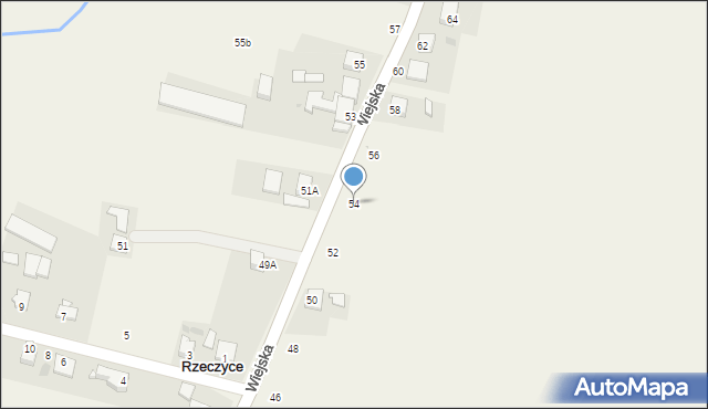 Rzeczyce, Wiejska, 54, mapa Rzeczyce