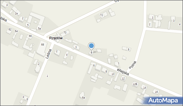 Rzędów, Wiejska, 5, mapa Rzędów