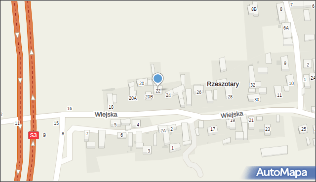 Rzeszotary, Wiejska, 22, mapa Rzeszotary