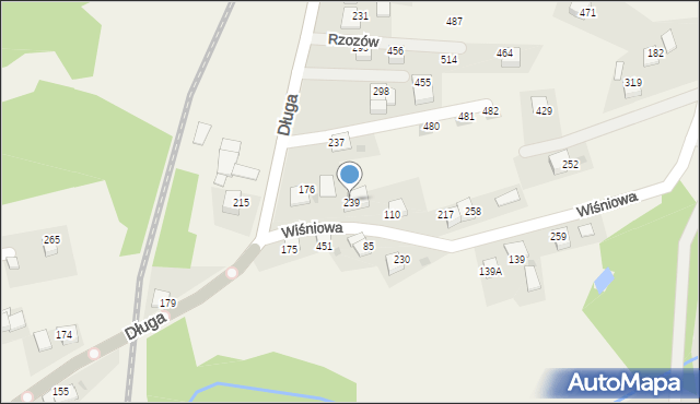 Rzozów, Wiśniowa, 1, mapa Rzozów