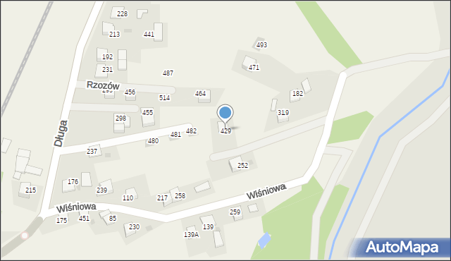 Rzozów, Wiśniowa, 25, mapa Rzozów