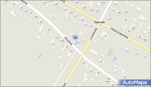 Sanniki, Wiejska, 11, mapa Sanniki