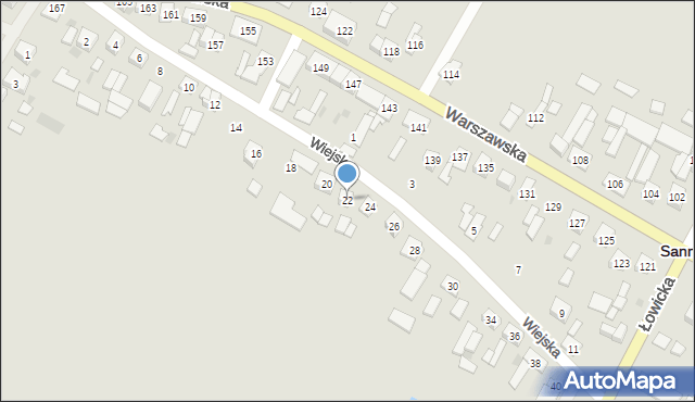 Sanniki, Wiejska, 22, mapa Sanniki