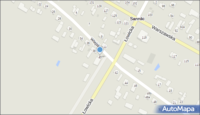 Sanniki, Wiejska, 40, mapa Sanniki