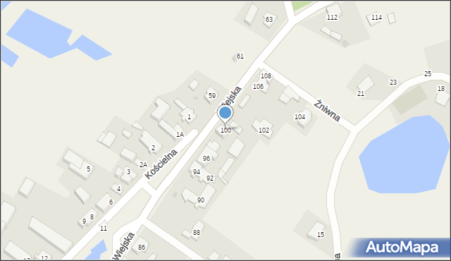 Santocko, Wiejska, 100, mapa Santocko