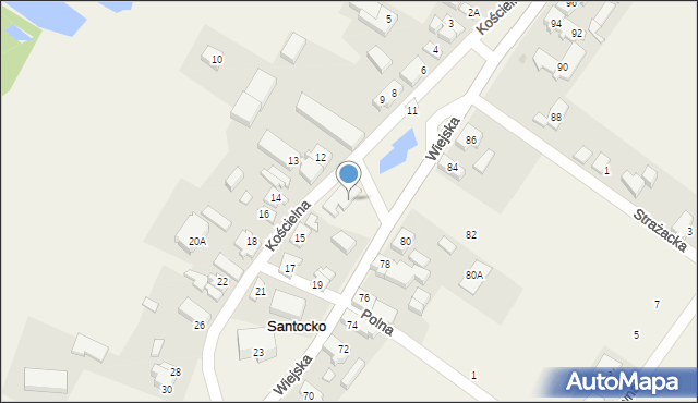 Santocko, Wiejska, 57a, mapa Santocko