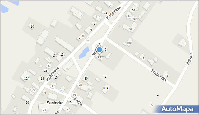 Santocko, Wiejska, 84, mapa Santocko