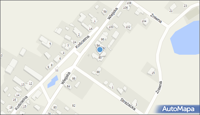 Santocko, Wiejska, 90, mapa Santocko