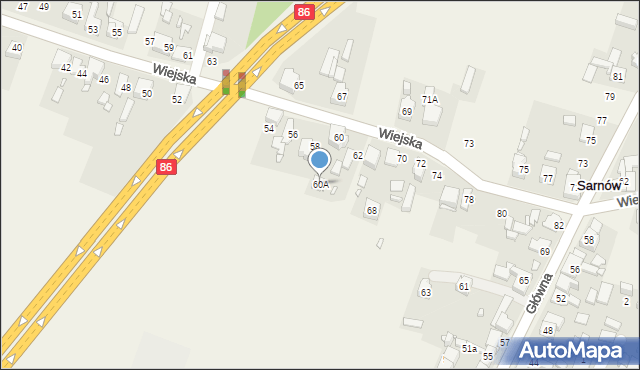 Sarnów, Wiejska, 60A, mapa Sarnów