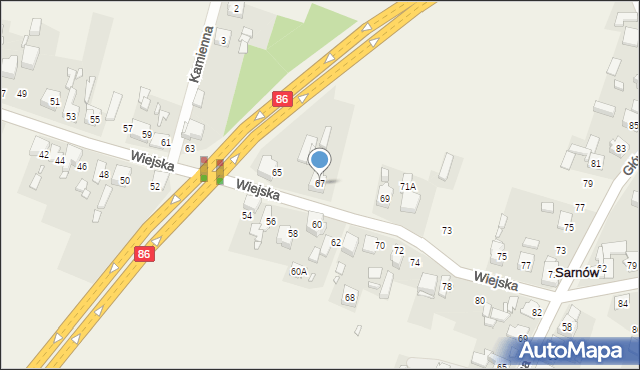 Sarnów, Wiejska, 67, mapa Sarnów