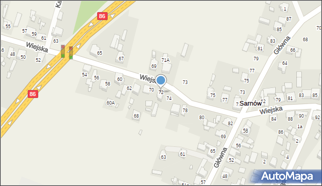 Sarnów, Wiejska, 72, mapa Sarnów