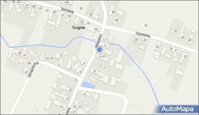Ścigów, Wiejska, 7, mapa Ścigów