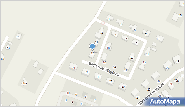 Siadło Dolne, Wichrowe Wzgórza, 22, mapa Siadło Dolne