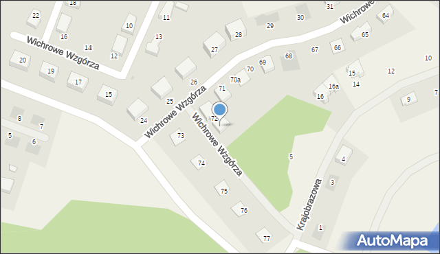 Siadło Dolne, Wichrowe Wzgórza, 72A, mapa Siadło Dolne