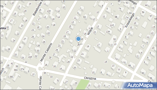 Siedlce, Widok, 20, mapa Siedlce