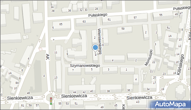 Siedlce, Wieniawskiego Henryka, 4, mapa Siedlce