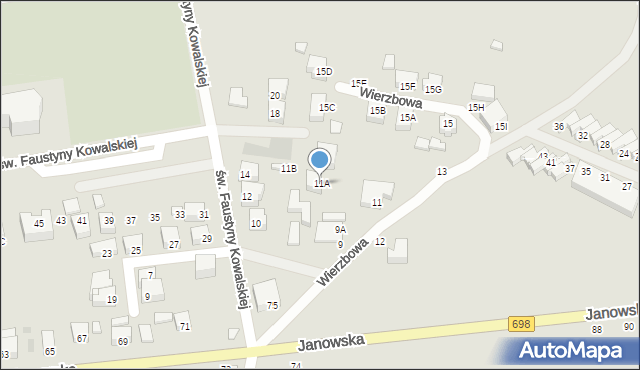 Siedlce, Wierzbowa, 11A, mapa Siedlce