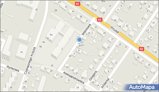 Siedlce, Wiśniowa, 10, mapa Siedlce