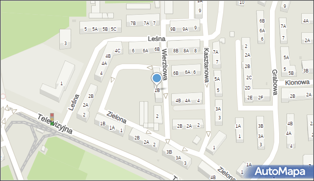 Siemianowice Śląskie, Wierzbowa, 1B, mapa Siemianowice Śląskie
