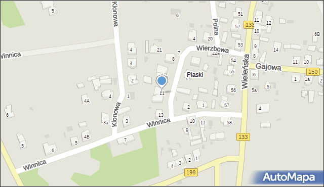 Sieraków, Wierzbowa, 11, mapa Sieraków