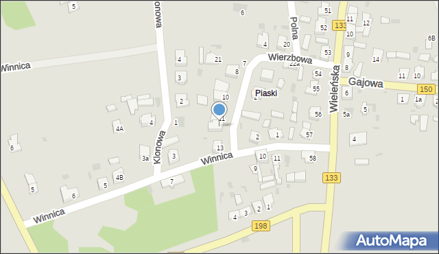 Sieraków, Wierzbowa, 12, mapa Sieraków