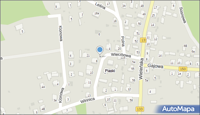 Sieraków, Wierzbowa, 7, mapa Sieraków