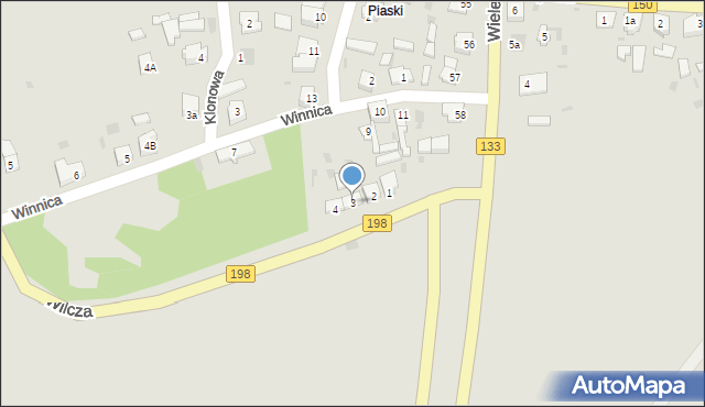 Sieraków, Wilcza, 3, mapa Sieraków