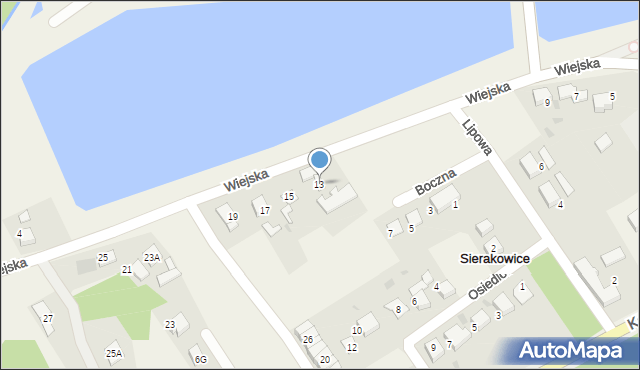 Sierakowice, Wiejska, 13, mapa Sierakowice