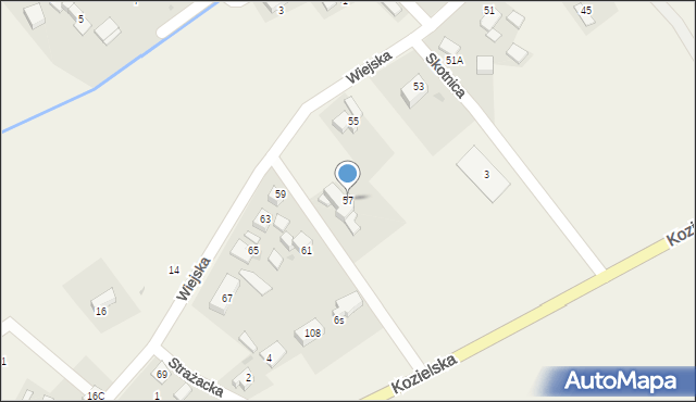 Sierakowice, Wiejska, 57, mapa Sierakowice