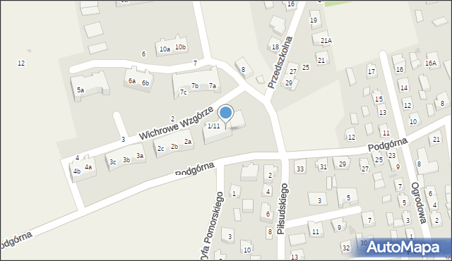Sierakowice, Wichrowe Wzgórze, 1a, mapa Sierakowice