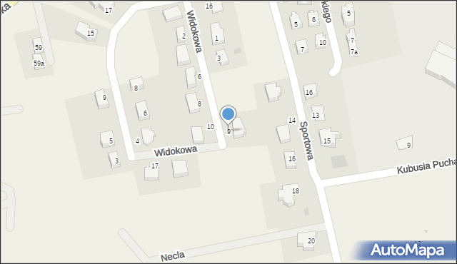 Sierakowice, Widokowa, 9, mapa Sierakowice
