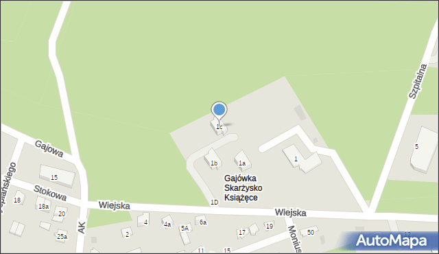 Skarżysko-Kamienna, Wiejska, 1c, mapa Skarżysko-Kamienna