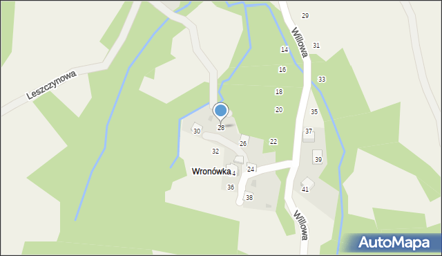 Skawinki, Willowa, 28, mapa Skawinki