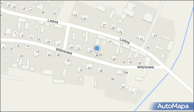 Skibniew-Podawce, Wiśniowa, 25, mapa Skibniew-Podawce