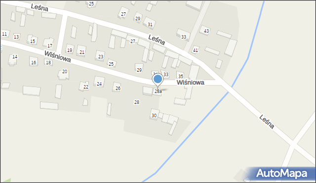 Skibniew-Podawce, Wiśniowa, 28a, mapa Skibniew-Podawce