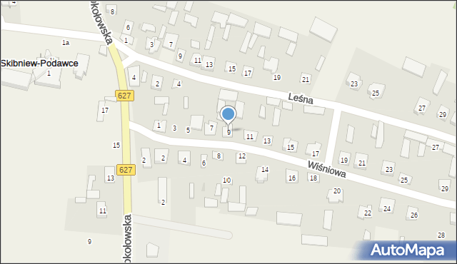 Skibniew-Podawce, Wiśniowa, 9, mapa Skibniew-Podawce